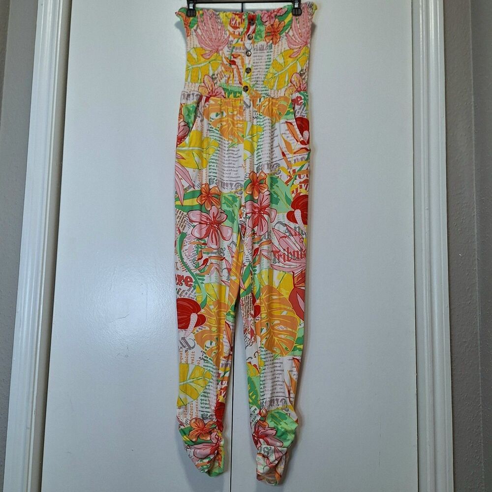 JOLIE & JOY NWT Strapless TROPICAL Resort JUMPSUIT Size Large